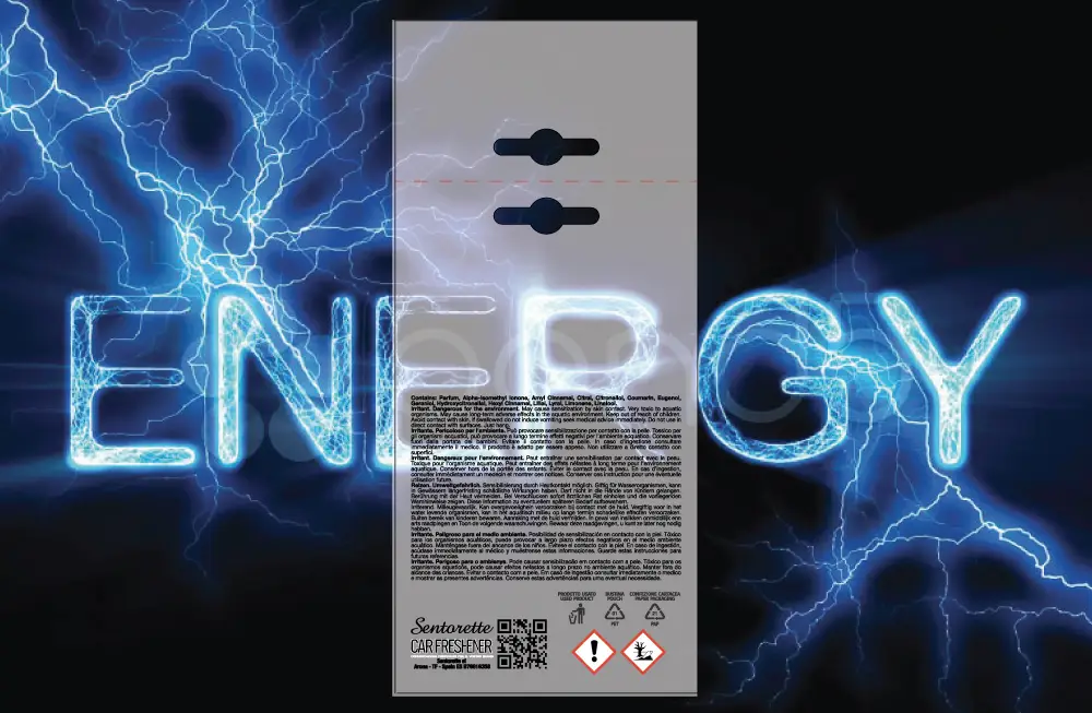 Modèle d’emballage personnalisé pour désodorisant voiture, parfum :﻿Énergie