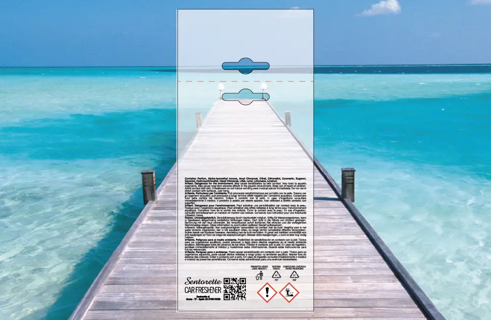 Modèle d’emballage personnalisé pour désodorisant voiture, parfum :﻿Mer bleue